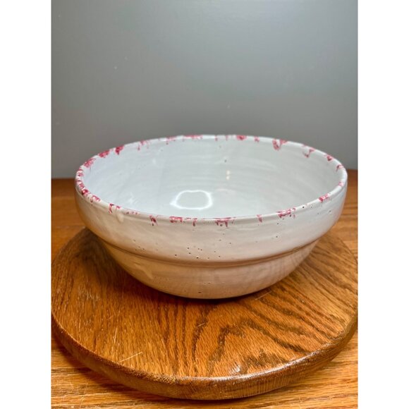 Bybee Pottery KY Christmas Poinsettia Flower Pink White Spongeware Mixing Bowl - Picture 12 of 16